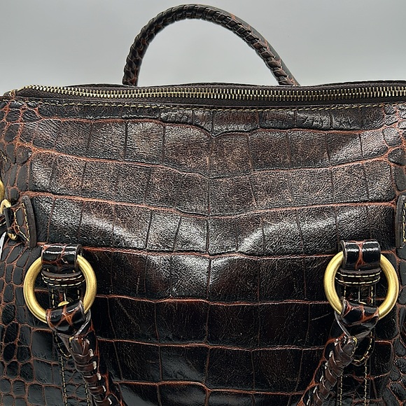 Dooney & Bourke Dark Brown Crocodile Print Leather Satchel Purse Bag 🌸🌸 - Picture 5 of 10